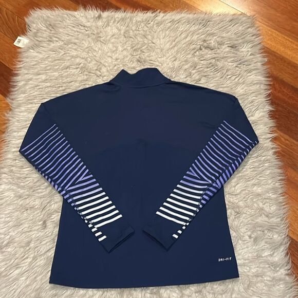 Nike running dri fit navy blue logo stripped quarter zip size small - Picture 4 of 5